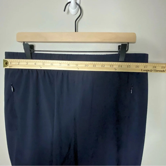 TALBOTS navy blue scalloped hem Lightweight Stretch Wrap Hem Crops large - Picture 8 of 10